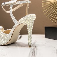 Sandals Fairy Wind Handmade Pearl Fine Words with Light Exit Office Banquet Fish Mouth Wedding Shoes High Heels Women's Shoes