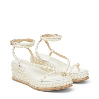 2024 summer new thick bottom foot bangs strap pearl sweet off -toe sandals ins Fairy wind slope and sandals